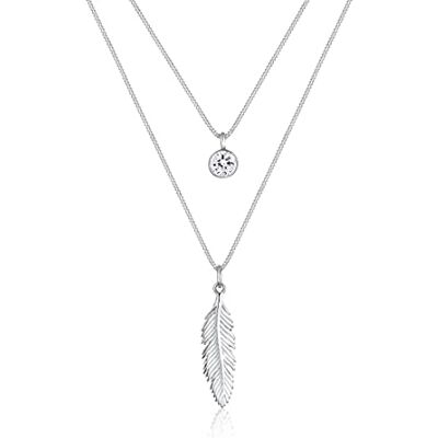 Elli Collier Femme Pendentif Plume avec Cristal en Argent Sterling 925 - Publicité Elli Collier Femme Pendentif Plume avec Cristal en Argent Sterling 925 - Publicité