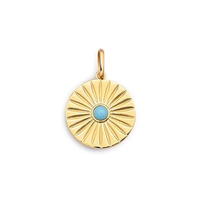 SINGULARU Charm Solei Turquoise. Laiton avec finition plaqué or 8 kt. Pendentif avec détails pierres naturelles. Fermoir mousqueton. Bijoux pour femme - Publicité SINGULARU Charm Solei Turquoise. Laiton avec finition plaqué or 8 kt. Pendentif avec détails pierres naturelles. Fermoir mousqueton. Bijoux pour femme - Publicité
