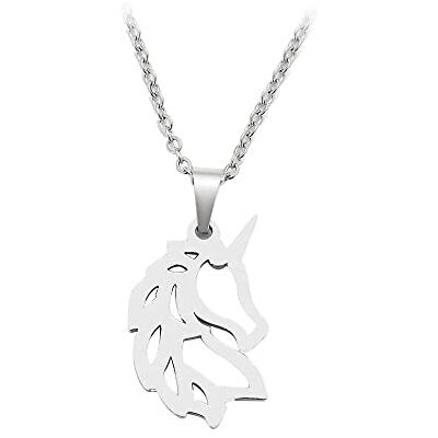 BlackAmazement Collier en acier inoxydable 316L avec pendentif licorne cheval licorne, poli, or rose, argenté pour femme, Acier inoxydable - Publicité BlackAmazement Collier en acier inoxydable 316L avec pendentif licorne cheval licorne, poli, or rose, argenté pour femme, Acier inoxydable - Publicité