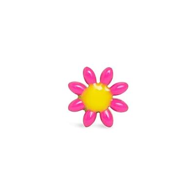 SINGULARU Boucle d'oreille seule Daisy May Rose. Acier avec finition plaqué or 8 carats, motif marguerite rose. Fermoir en silicone. Bijoux pour femme. Publicité SINGULARU Boucle d'oreille seule Daisy May Rose. Acier avec finition plaqué or 8 carats, motif marguerite rose. Fermoir en silicone. Bijoux pour femme. Publicité