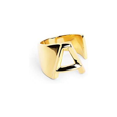 SINGULARU Bague personnalisée Letter Signet. Solide et ajustable. Laiton avec finition plaqué or 18Kt. Taille unique. Bijoux pour femme. Lettre A - Publicité SINGULARU Bague personnalisée Letter Signet. Solide et ajustable. Laiton avec finition plaqué or 18Kt. Taille unique. Bijoux pour femme. Lettre A - Publicité