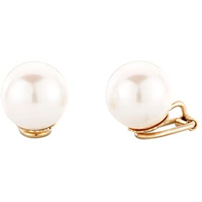 Traveller Boucles d'oreille clip Pour Femme Perle 14mm blanc 22ct doré - Publicité Traveller Boucles d'oreille clip Pour Femme Perle 14mm blanc 22ct doré - Publicité
