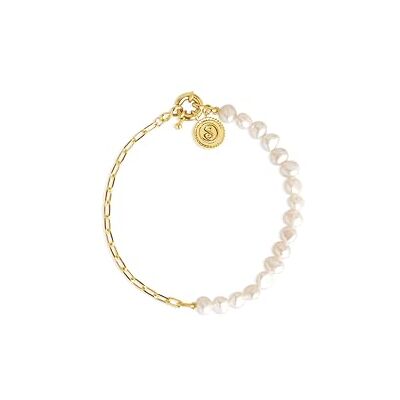 SINGULARU Bracelet Chic Pearl Bracelet en Acier ou en Acier avec Finition Plaquée Or 18Kt Bracelet avec Motif de Perles Naturelles d'Eau Douce Bijoux pour femmes - Publicité SINGULARU Bracelet Chic Pearl Bracelet en Acier ou en Acier avec Finition Plaquée Or 18Kt Bracelet avec Motif de Perles Naturelles d'Eau Douce Bijoux pour femmes - Publicité