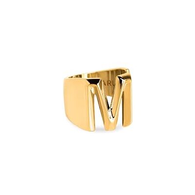SINGULARU Bague personnalisée Letter Signet. Solide et ajustable. Laiton avec finition plaqué or 18Kt. Taille unique. Bijoux pour femme. Lettre M - Publicité SINGULARU Bague personnalisée Letter Signet. Solide et ajustable. Laiton avec finition plaqué or 18Kt. Taille unique. Bijoux pour femme. Lettre M - Publicité
