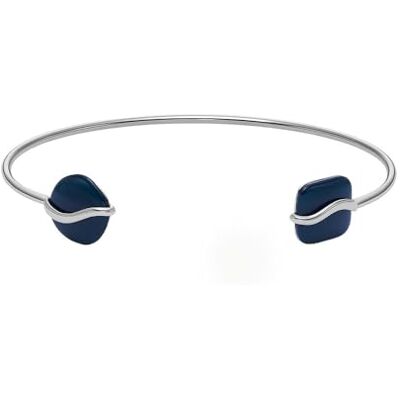Skagen Bracelet jonc Sofie Skagen, en verre de mer aux formes courbes, bleu, pour femme, - Publicité Skagen Bracelet jonc Sofie Skagen, en verre de mer aux formes courbes, bleu, pour femme, - Publicité