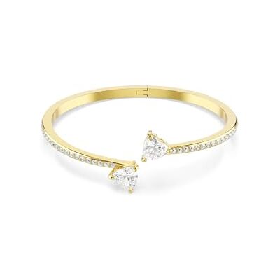Swarovski Bracelet-jonc de la collection Mesmera, pavé de cristaux incolores et deux Zirconia taille cœur, placage ton or, taille S - Publicité Swarovski Bracelet-jonc de la collection Mesmera, pavé de cristaux incolores et deux Zirconia taille cœur, placage ton or, taille S - Publicité