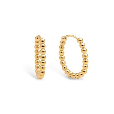 SINGULARU Boucles d'oreilles Dana Dots. Acier avec finition plaqué or 8 kt. Forme ovale avec fermoir créole/click. Bijoux pour femme - Publicité SINGULARU Boucles d'oreilles Dana Dots. Acier avec finition plaqué or 8 kt. Forme ovale avec fermoir créole/click. Bijoux pour femme - Publicité