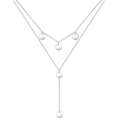 Elli Collier Femme Paillettes Cercle Layer (925/1000) Argent - Publicité Elli Collier Femme Paillettes Cercle Layer (925/1000) Argent - Publicité