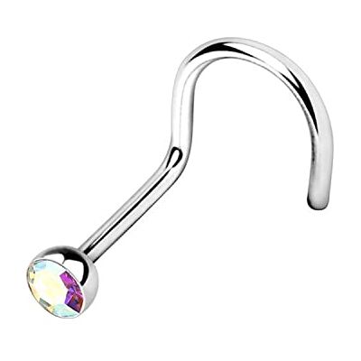 WARRIOR Piercing Nez Stud Nez Courbé avec boule de cristal tchèque Acier chirurgical 316L stérile 22G (0.8 mm) Longueur 6.5 mm x 2.5 mm (AB) - Publicité WARRIOR Piercing Nez Stud Nez Courbé avec boule de cristal tchèque Acier chirurgical 316L stérile 22G (0.8 mm) Longueur 6.5 mm x 2.5 mm (AB) - Publicité