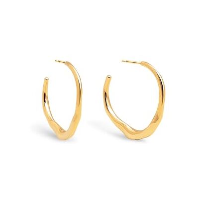 SINGULARU Boucles d'oreilles Aro Odette. Acier plaqué or 8 Kt. Créoles maxi avec finition organique. Bijoux pour femme. Publicité SINGULARU Boucles d'oreilles Aro Odette. Acier plaqué or 8 Kt. Créoles maxi avec finition organique. Bijoux pour femme. Publicité