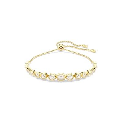 Swarovski Bracelet Tennis Imber, dégradé de cristaux ronds blancs en sertissage chaton moderne sur chaîne souple, longueur ajustable jusqu’à 24 cm, fermoir boule coulissante, placage ton or - Publicité Swarovski Bracelet Tennis Imber, dégradé de cristaux ronds blancs en sertissage chaton moderne sur chaîne souple, longueur ajustable jusqu’à 24 cm, fermoir boule coulissante, placage ton or - Publicité