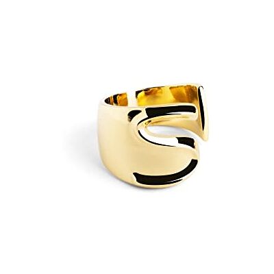 SINGULARU Bague Personnalisée Letter Signet. Massif et ajustable. Laiton avec finition plaquée or 18 Kt. Taille unique. Bijoux pour femme. Lettre A-Z. Publicité SINGULARU Bague Personnalisée Letter Signet. Massif et ajustable. Laiton avec finition plaquée or 18 Kt. Taille unique. Bijoux pour femme. Lettre A-Z. Publicité