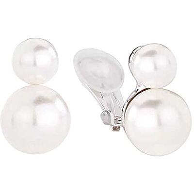 Traveller des Boucles d'oreille clip Pour Femme Perles doubles Plaquées au rhodium - Publicité Traveller des Boucles d'oreille clip Pour Femme Perles doubles Plaquées au rhodium - Publicité