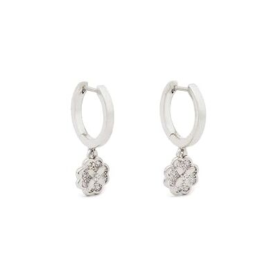 Kate Spade New York Heritage Bloom Huggie Drop Orees, Clear/Silver - Publicité Kate Spade New York Heritage Bloom Huggie Drop Orees, Clear/Silver - Publicité