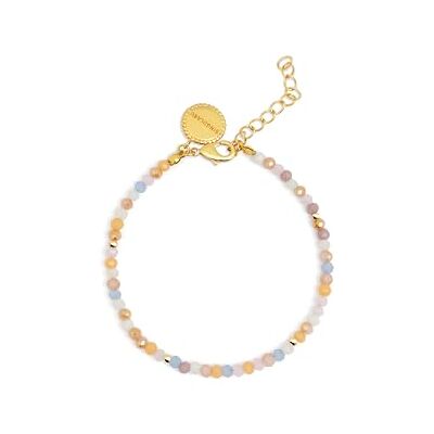SINGULARU Bracelet Daphne. Acier avec finition plaqué or 8 carats. Détails en perles de cristaux colorés. Longueur : 6 cm + rallonge de 3 cm. Bijoux pour femme. Publicité SINGULARU Bracelet Daphne. Acier avec finition plaqué or 8 carats. Détails en perles de cristaux colorés. Longueur : 6 cm + rallonge de 3 cm. Bijoux pour femme. Publicité