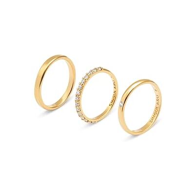 SINGULARU Bague Pack de 3 bagues Choices Plaqué Or Bijoux pour femmes - Publicité SINGULARU Bague Pack de 3 bagues Choices Plaqué Or Bijoux pour femmes - Publicité
