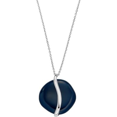 Skagen Collier pendentif Sofie Skagen, en verre de mer aux formes courbes, bleu, pour femme, - Publicité Skagen Collier pendentif Sofie Skagen, en verre de mer aux formes courbes, bleu, pour femme, - Publicité