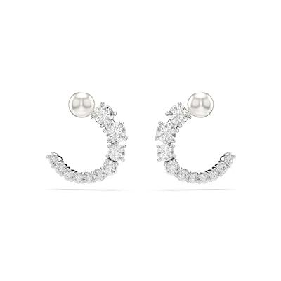 Swarovski Anneaux d'oreilles Matrix, Perle de cristal, Taille ronde, Blanches, Métal rhodié - Publicité Swarovski Anneaux d'oreilles Matrix, Perle de cristal, Taille ronde, Blanches, Métal rhodié - Publicité