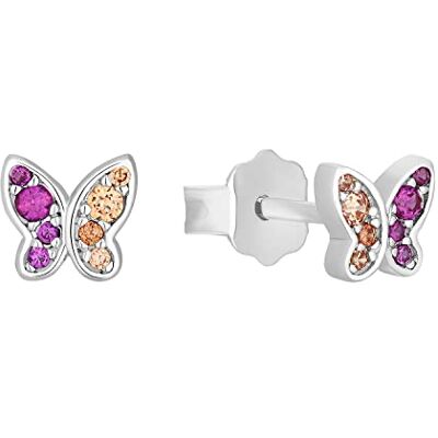 s.Oliver Boucles d'oreilles en argent 925 Sterling, filles Enfants Boucles d'oreilles, avec zirconium synth., 0,5 cm, argent, papillon, Livré dans une boîte cadeau de bijoux - Publicité s.Oliver Boucles d'oreilles en argent 925 Sterling, filles Enfants Boucles d'oreilles, avec zirconium synth., 0,5 cm, argent, papillon, Livré dans une boîte cadeau de bijoux - Publicité