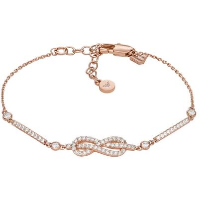 Emporio Armani Bracelet pour femme en acier inoxydable ou en laiton avec fermoir mousqueton en or rose - Publicité Emporio Armani Bracelet pour femme en acier inoxydable ou en laiton avec fermoir mousqueton en or rose - Publicité
