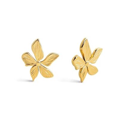 SINGULARU Boucles d'oreilles Jasmine. Boucles en forme de fleur en acier inoxydable avec finition plaqué or 8 kt. Fermoir poussette. Bijoux pour femme - Publicité SINGULARU Boucles d'oreilles Jasmine. Boucles en forme de fleur en acier inoxydable avec finition plaqué or 8 kt. Fermoir poussette. Bijoux pour femme - Publicité