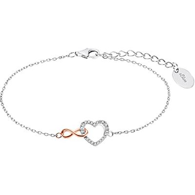 s.Oliver Bracelet en argent 925 Sterling pour femme, avec zirconium synth. 17+3 cm, bicolore, infini, Livré en boîte cadeau, - Publicité s.Oliver Bracelet en argent 925 Sterling pour femme, avec zirconium synth. 17+3 cm, bicolore, infini, Livré en boîte cadeau, - Publicité