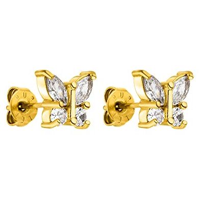 Purelei Boucles d'oreilles papillon (doré), imperméables en forme de papillon, en acier inoxydable avec pierre précieuse, cadeaux pour femmes et filles, 6.8 mm x 8 mm, Acier inoxydable - Publicité Purelei Boucles d'oreilles papillon (doré), imperméables en forme de papillon, en acier inoxydable avec pierre précieuse, cadeaux pour femmes et filles, 6.8 mm x 8 mm, Acier inoxydable - Publicité