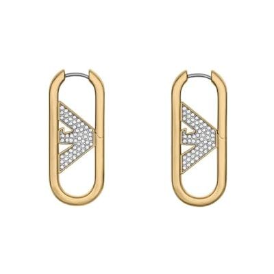 Emporio Armani Boucles d'oreilles pour femmes en acier inoxydable ou en laiton, avec fermoir Huggie ou cerceau, Ton or - Publicité Emporio Armani Boucles d'oreilles pour femmes en acier inoxydable ou en laiton, avec fermoir Huggie ou cerceau, Ton or - Publicité