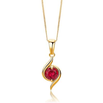 MIORE Collier Femme, Pendentif Or Jaune 9 Carats 375, Rubis Rond 0.57 ct, Design Incurvé, Maille Gourmette, 45 cm, Fermoir Anneau à Ressort, Fabriqué en Italie, Bijoux Femme avec Boite a Bijoux - Publicité MIORE Collier Femme, Pendentif Or Jaune 9 Carats 375, Rubis Rond 0.57 ct, Design Incurvé, Maille Gourmette, 45 cm, Fermoir Anneau à Ressort, Fabriqué en Italie, Bijoux Femme avec Boite a Bijoux - Publicité