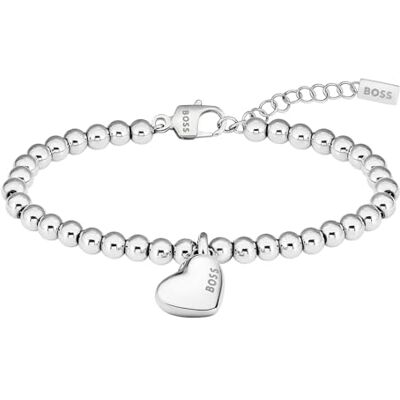 BOSS Jewelry Bracelet en Perles pour Femme Collection HONEY HEART BEADS en Acier Inoxydable avec un Charm en Forme de Cœur - Publicité BOSS Jewelry Bracelet en Perles pour Femme Collection HONEY HEART BEADS en Acier Inoxydable avec un Charm en Forme de Cœur - Publicité