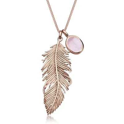 Elli Femme Précieux Bijoux Collier Court Argent 925 Plume Quartz Rose Plaqué or Rose Longueur 70 cm - Publicité Elli Femme Précieux Bijoux Collier Court Argent 925 Plume Quartz Rose Plaqué or Rose Longueur 70 cm - Publicité