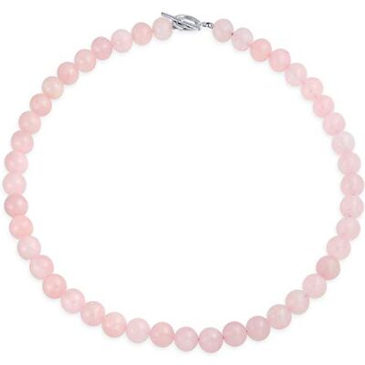 Bling Jewelry Collier ras du cou en perles rondes de quartz rose pâle classique et simple de style occidental de 10 mm pour femmes avec fermoir plaqué argent de 15 pouces. Publicité Bling Jewelry Collier ras du cou en perles rondes de quartz rose pâle classique et simple de style occidental de 10 mm pour femmes avec fermoir plaqué argent de 15 pouces. Publicité