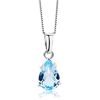 MIORE Collier Femme, Pendentif Or 9 Carats 375 Blanc, Topaze Bleue 1,58 ct, Forme Poire, Chaîne Gourmette, 45 cm, Fermoir Anneau à Ressort, Fabriqué en Italie, Bijoux Femme avec Boite a Bijoux - Publicité MIORE Collier Femme, Pendentif Or 9 Carats 375 Blanc, Topaze Bleue 1,58 ct, Forme Poire, Chaîne Gourmette, 45 cm, Fermoir Anneau à Ressort, Fabriqué en Italie, Bijoux Femme avec Boite a Bijoux - Publicité