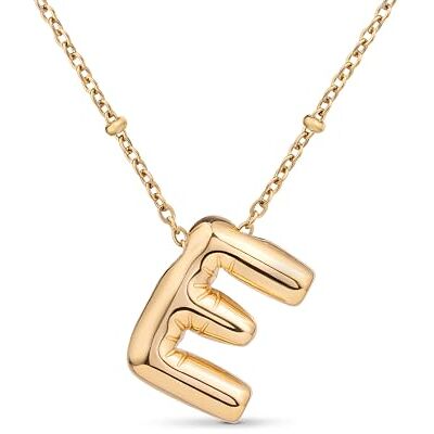 Amberta Collier de Lettres à Bulles en Or pour Femme et Adolescentes Pendentif Initiale en Acier Inoxydable Plaqué Or 18 Carats Bubble Balloon Lettre Épaisse Chaîne Personnalisée Prénom: E - Publicité Amberta Collier de Lettres à Bulles en Or pour Femme et Adolescentes Pendentif Initiale en Acier Inoxydable Plaqué Or 18 Carats Bubble Balloon Lettre Épaisse Chaîne Personnalisée Prénom: E - Publicité