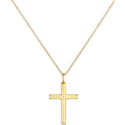 Kuzzoi Collier pour homme exclusif plaqué or brillant avec pendentif en forme de croix (30 mm), chaîne massive pour homme et ami avec croix religieuse en argent sterling 925 - Publicité Kuzzoi Collier pour homme exclusif plaqué or brillant avec pendentif en forme de croix (30 mm), chaîne massive pour homme et ami avec croix religieuse en argent sterling 925 - Publicité