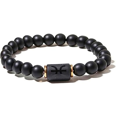 ZENSE Bracelet zodiaque noir étirable homme avec perles Onyx , Poissons - Publicité ZENSE Bracelet zodiaque noir étirable homme avec perles Onyx , Poissons - Publicité