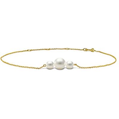 MIORE Bracelet Femme Or 14 Carats (585), 3 Perles de Culture d'Eau Douce Blanches, Chaine Maille Forçat 18-22 cm, Fermoir Anneau à Ressort, Bracelet Or Hypoallergénique, Avec Coffret Bijoux - Publicité MIORE Bracelet Femme Or 14 Carats (585), 3 Perles de Culture d'Eau Douce Blanches, Chaine Maille Forçat 18-22 cm, Fermoir Anneau à Ressort, Bracelet Or Hypoallergénique, Avec Coffret Bijoux - Publicité
