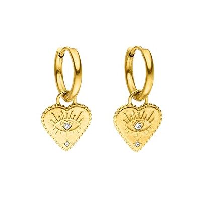Purelei Boucles d'oreilles Heart Eye Imperméables Petites créoles avec pendentif en forme de cœur et zircone scintillante Acier inoxydable et plaqué or 18 carats Symbole d'amour, d'intuition - Publicité Purelei Boucles d'oreilles Heart Eye Imperméables Petites créoles avec pendentif en forme de cœur et zircone scintillante Acier inoxydable et plaqué or 18 carats Symbole d'amour, d'intuition - Publicité