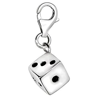 Quiges Charm Pendentif Perle avec Fermoir Femme Argent 925 Dés 3D - Publicité Quiges Charm Pendentif Perle avec Fermoir Femme Argent 925 Dés 3D - Publicité