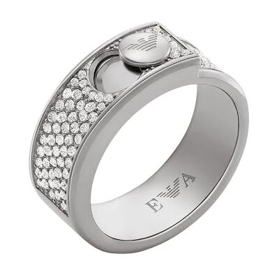 Bague Emporio Armani en acier inoxydable, incrusté de cristaux, pour femme, EGS3091040 - Publicité Bague Emporio Armani en acier inoxydable, incrusté de cristaux, pour femme, EGS3091040 - Publicité