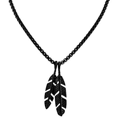 Akitsune Levitas Pendentif INCL. 90cm Chane Collier Femme Homme Acier Inoxydable Aile Plume Stylis Noir Mat - Publicité Akitsune Levitas Pendentif INCL. 90cm Chane Collier Femme Homme Acier Inoxydable Aile Plume Stylis Noir Mat - Publicité