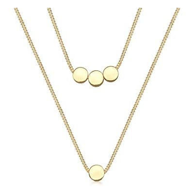 Elli Collier Femme Paillettes Layer Look (925/1000) Argent - Publicité Elli Collier Femme Paillettes Layer Look (925/1000) Argent - Publicité