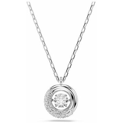 Swarovski Collier de la collection Dextera, pendentif de taille ronde, anneau blanc et des cristaux Zirconia, en métal rhodié - Publicité Swarovski Collier de la collection Dextera, pendentif de taille ronde, anneau blanc et des cristaux Zirconia, en métal rhodié - Publicité