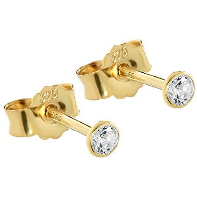 NKlaus Paire de 3mm Clous d'oreilles calice or jaune 375 or Boucles d'oreilles cristal 9 carats zircon blanc calice - Publicité NKlaus Paire de 3mm Clous d'oreilles calice or jaune 375 or Boucles d'oreilles cristal 9 carats zircon blanc calice - Publicité