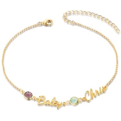 Glooraca Bracelets de cheville personnalisés pour femmes Bracelet de cheville en or avec pierre de naissance réglable Cadeaux pour Maman Femme Elle (2 Noms) - Publicité Glooraca Bracelets de cheville personnalisés pour femmes Bracelet de cheville en or avec pierre de naissance réglable Cadeaux pour Maman Femme Elle (2 Noms) - Publicité