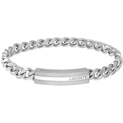 Lacoste Bracelet en Chaîne pour Homme Collection ADVENTURER en Acier Inoxydable avec une Plaque Gravée - Publicité Lacoste Bracelet en Chaîne pour Homme Collection ADVENTURER en Acier Inoxydable avec une Plaque Gravée - Publicité