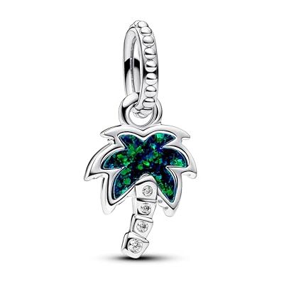 Pandora Moments Charm pendant Palmier en argent sterling avec opale verte bleue créée en laboratoire et zircones cubiques transparentes - Publicité Pandora Moments Charm pendant Palmier en argent sterling avec opale verte bleue créée en laboratoire et zircones cubiques transparentes - Publicité