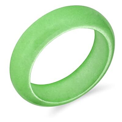 Bling Jewelry Anneau bande empilable en jade vert teinté, simple et solide, pour femmes et adolescentes, pierre de naissance d'août. Publicité Bling Jewelry Anneau bande empilable en jade vert teinté, simple et solide, pour femmes et adolescentes, pierre de naissance d'août. Publicité