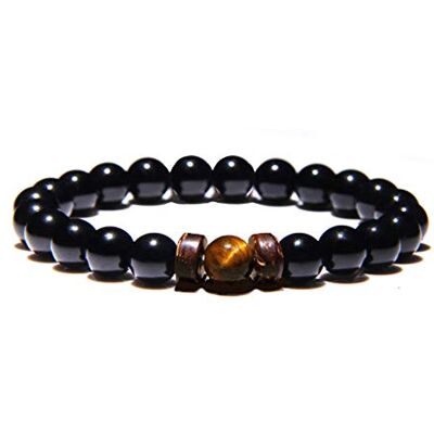 ZENSE Bracelet ajustable homme perles noires lisses magma et onyx - Publicité ZENSE Bracelet ajustable homme perles noires lisses magma et onyx - Publicité