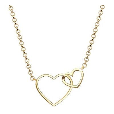 Elli Collier Femme Deux Coeurs Amour en Argent Sterling 925 - Publicité Elli Collier Femme Deux Coeurs Amour en Argent Sterling 925 - Publicité